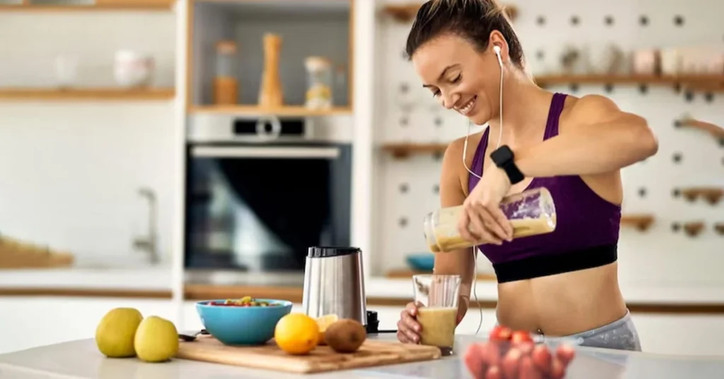 a women making whey protein shake for weight loss